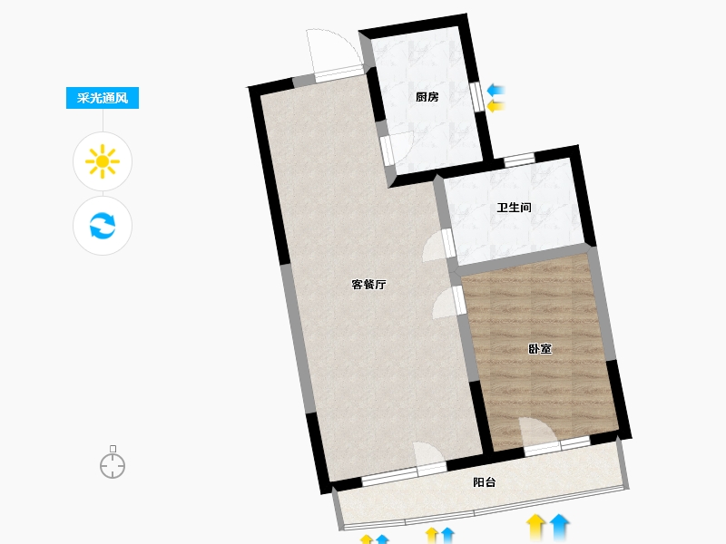 辽宁省-丹东市-月亮岛界河明珠-66.00-户型库-采光通风