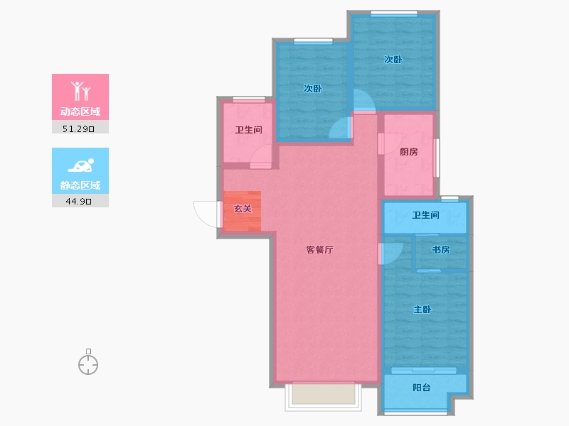 河北省-保定市-祥云里-85.28-户型库-动静分区