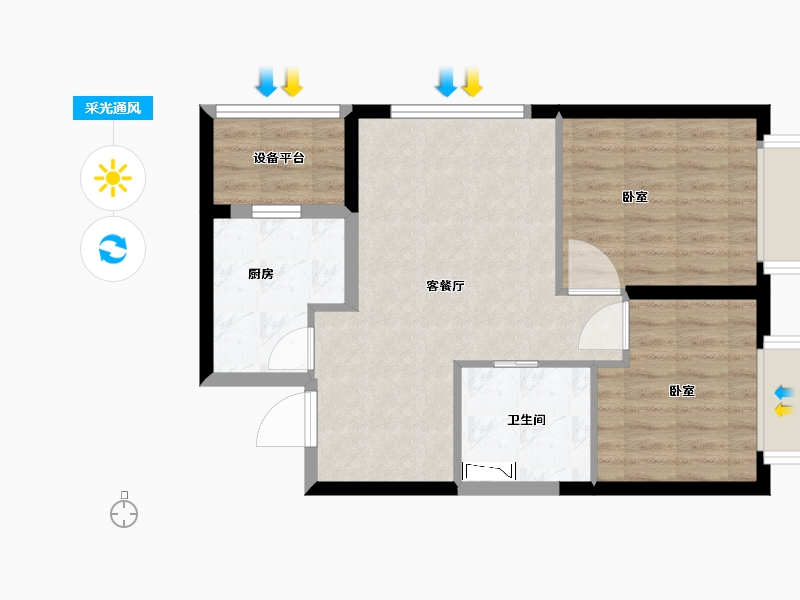 山西省-太原市-实地·紫藤公馆-61.15-户型库-采光通风