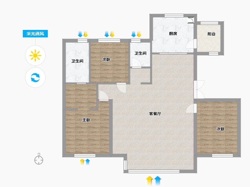 吉林省-延边朝鲜族自治州-苏州印象·御园-110.40-户型库-采光通风