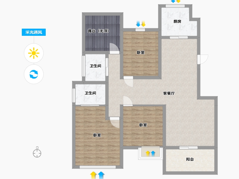 江苏省-南京市-弘阳禹洲时光印象-110.22-户型库-采光通风