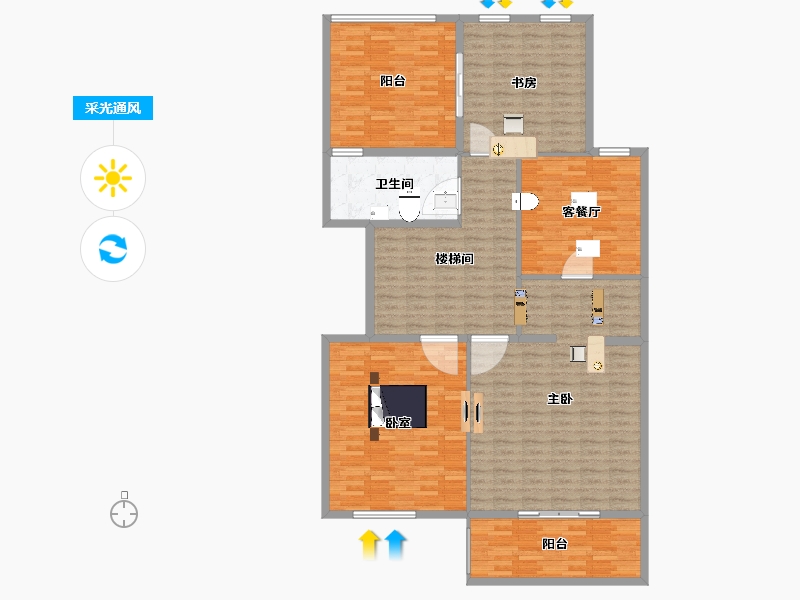 陕西省-西安市-中天诚品-157.01-户型库-采光通风