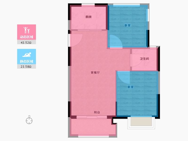 江苏省-南京市-明发浦泰梦幻家-61.00-户型库-动静分区