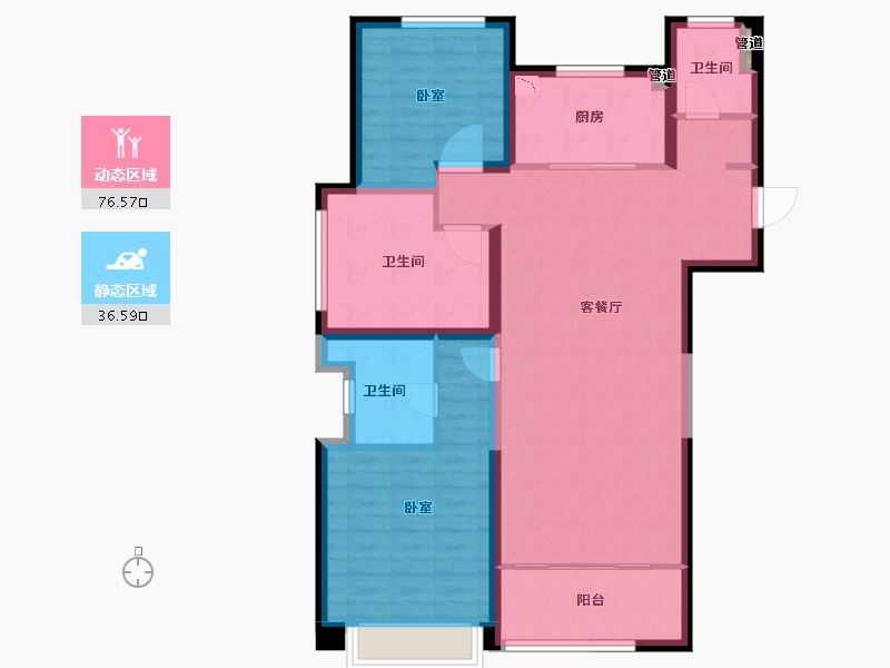 陕西省-西安市-绿城桂语蘭庭-102.00-户型库-动静分区