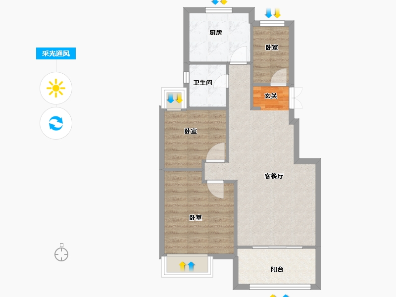 江苏省-南京市-新湖仙林翠谷-66.00-户型库-采光通风