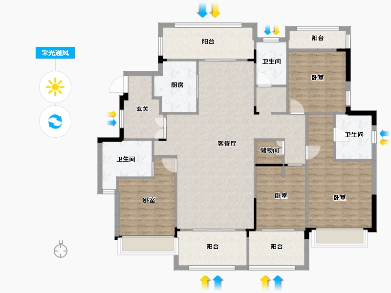 江苏省-南京市-新湖仙林翠谷-150.36-户型库-采光通风