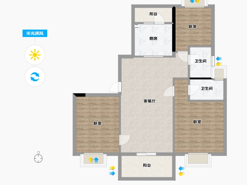 江苏省-南京市-碧桂园十里春风-93.22-户型库-采光通风