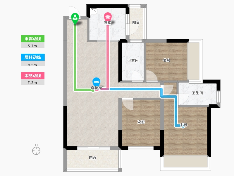 广西壮族自治区-梧州市-绿地璞悦公馆-80.19-户型库-动静线