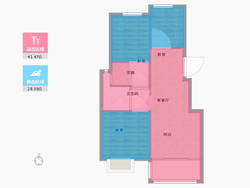 江苏省-南京市-中南山锦花城-63.41-户型库-动静分区