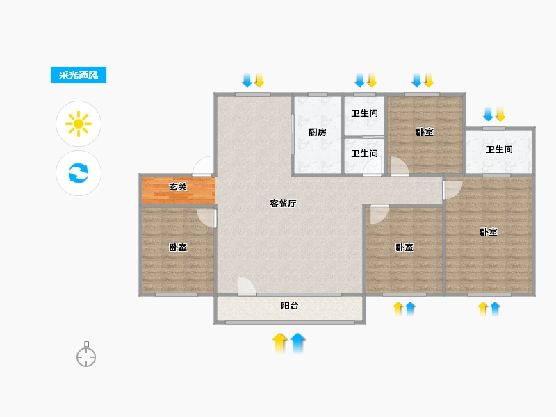 辽宁省-盘锦市-纳帕溪谷·瑞府-125.80-户型库-采光通风