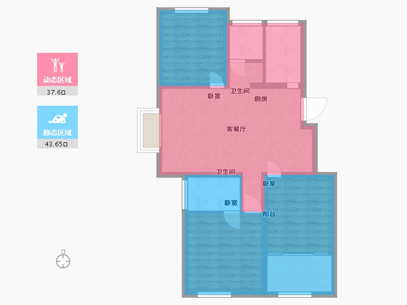 江苏省-南京市-中南山锦花城-72.09-户型库-动静分区