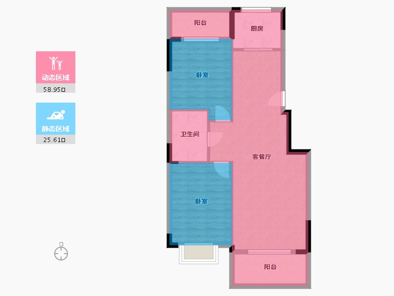 辽宁省-盘锦市-总部生态城·泰郡-75.96-户型库-动静分区