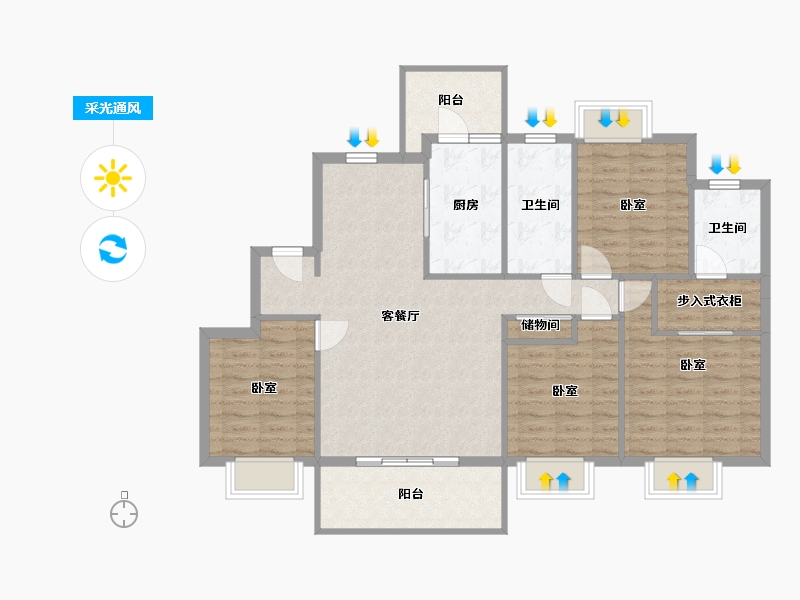 辽宁省-盘锦市-盘锦万达广场-108.07-户型库-采光通风