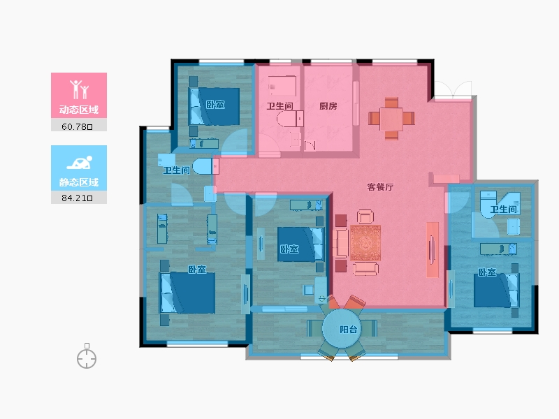 陕西省-西安市-中天诚品-129.04-户型库-动静分区