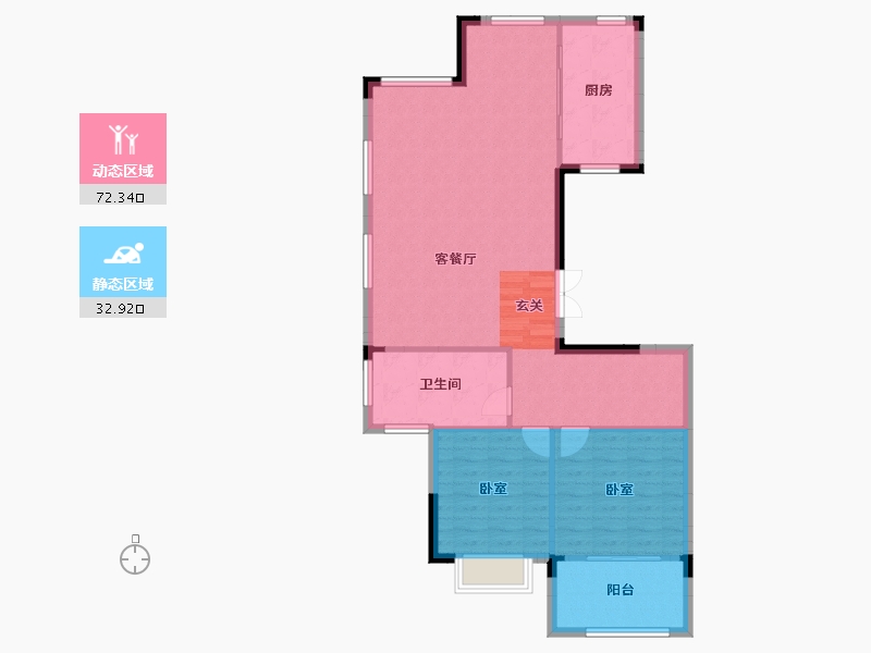 江苏省-南京市-新湖仙林翠谷-96.66-户型库-动静分区