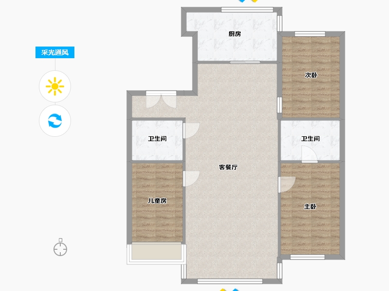 吉林省-延边朝鲜族自治州-亿洋·御城-106.71-户型库-采光通风