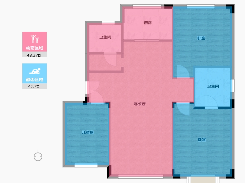 辽宁省-盘锦市-东湖悦府-86.20-户型库-动静分区