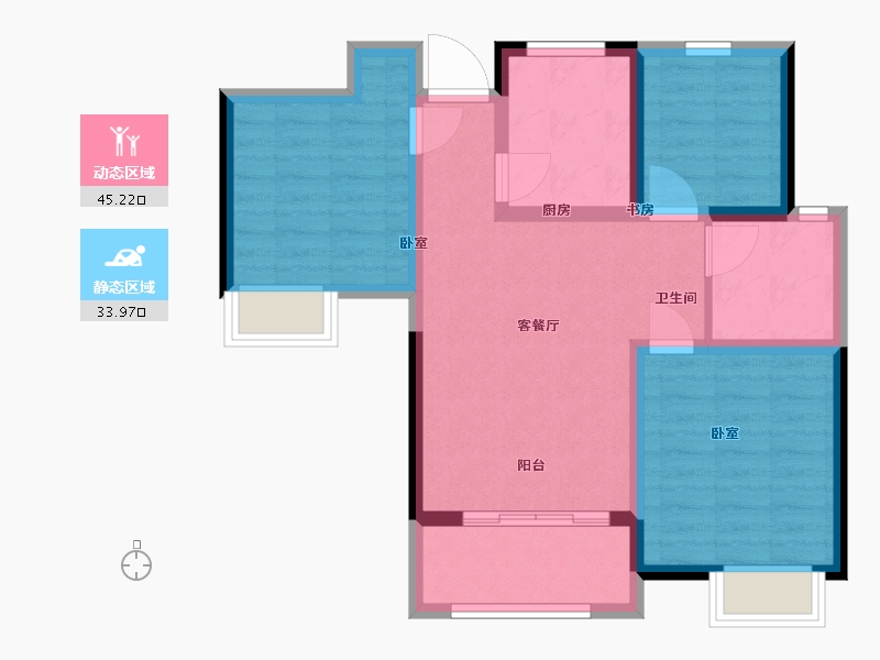 江苏省-南京市-弘阳禹洲时光印象-70.00-户型库-动静分区