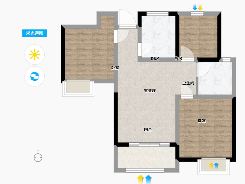 江苏省-南京市-弘阳禹洲时光印象-70.00-户型库-采光通风