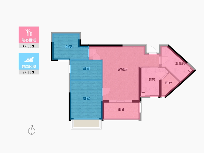 辽宁省-营口市-鑫盛家园-66.26-户型库-动静分区