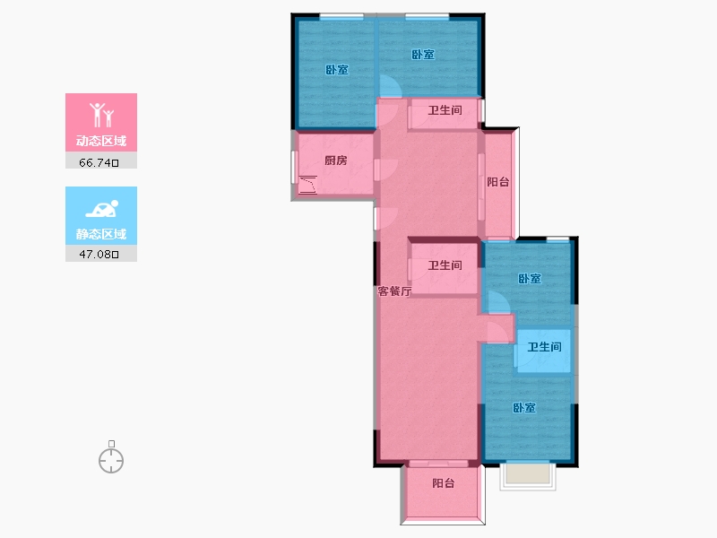 陕西省-西安市-时光界-100.93-户型库-动静分区