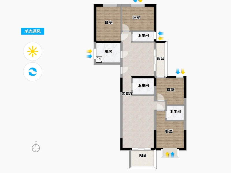 陕西省-西安市-时光界-100.93-户型库-采光通风