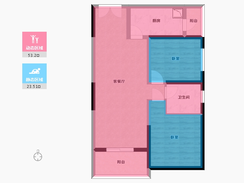 陕西省-西安市-恒基碧翠锦华-67.59-户型库-动静分区