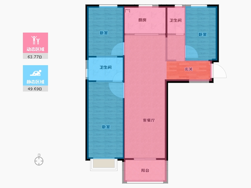 陕西省-西安市-奥园誉府-104.00-户型库-动静分区