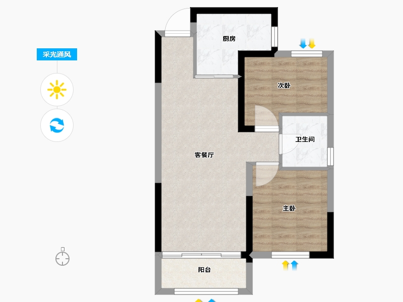 黑龙江省-牡丹江市-月星环球城-58.90-户型库-采光通风