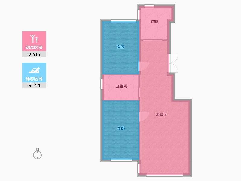 吉林省-延边朝鲜族自治州-亿洋·御城-68.52-户型库-动静分区