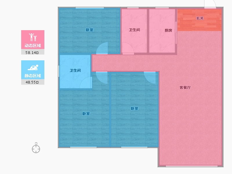 辽宁省-盘锦市-纳帕溪谷·瑞府-100.66-户型库-动静分区