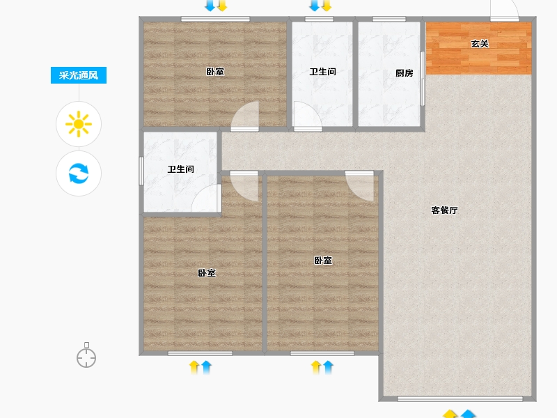 辽宁省-盘锦市-纳帕溪谷·瑞府-100.66-户型库-采光通风