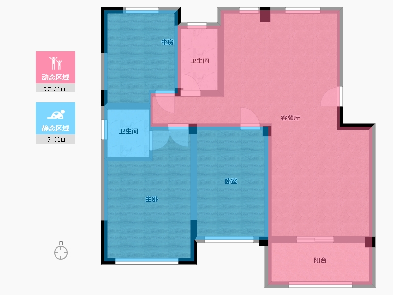 辽宁省-鞍山市-鸿升•壹号公馆-90.76-户型库-动静分区