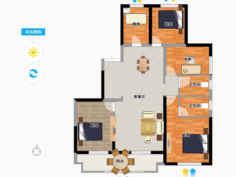 陕西省-西安市-中天诚品-109.97-户型库-采光通风