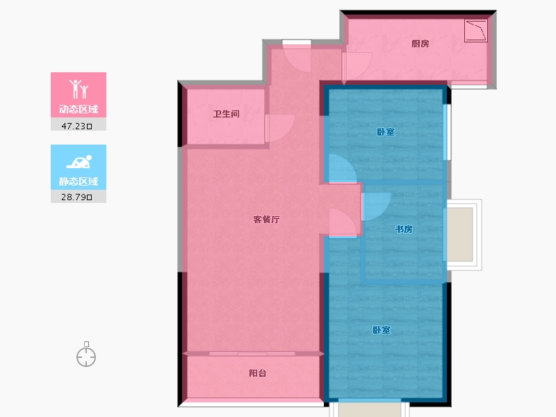 陕西省-西安市-时光界-67.30-户型库-动静分区