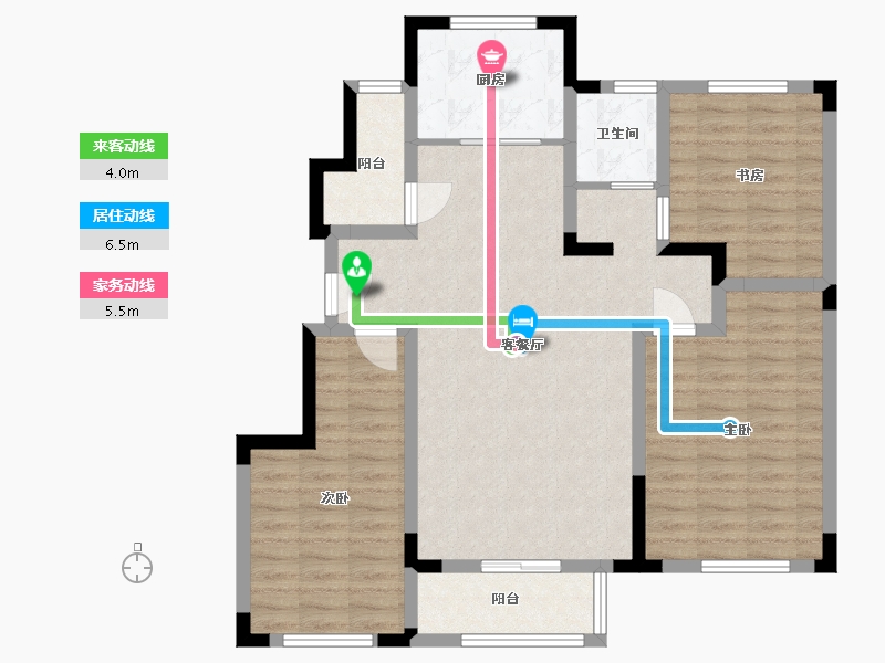 吉林省-延边朝鲜族自治州-苏州印象·御园-94.40-户型库-动静线