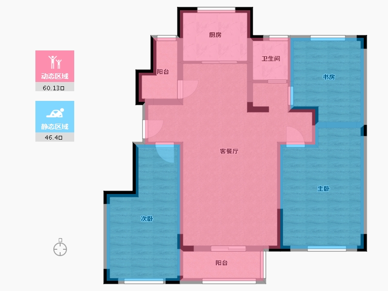 吉林省-延边朝鲜族自治州-苏州印象·御园-94.40-户型库-动静分区