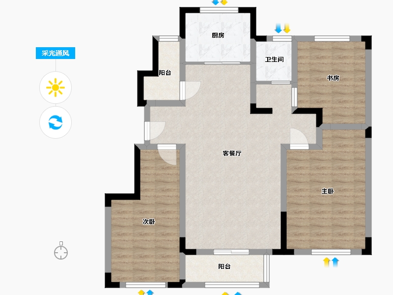 吉林省-延边朝鲜族自治州-苏州印象·御园-94.40-户型库-采光通风