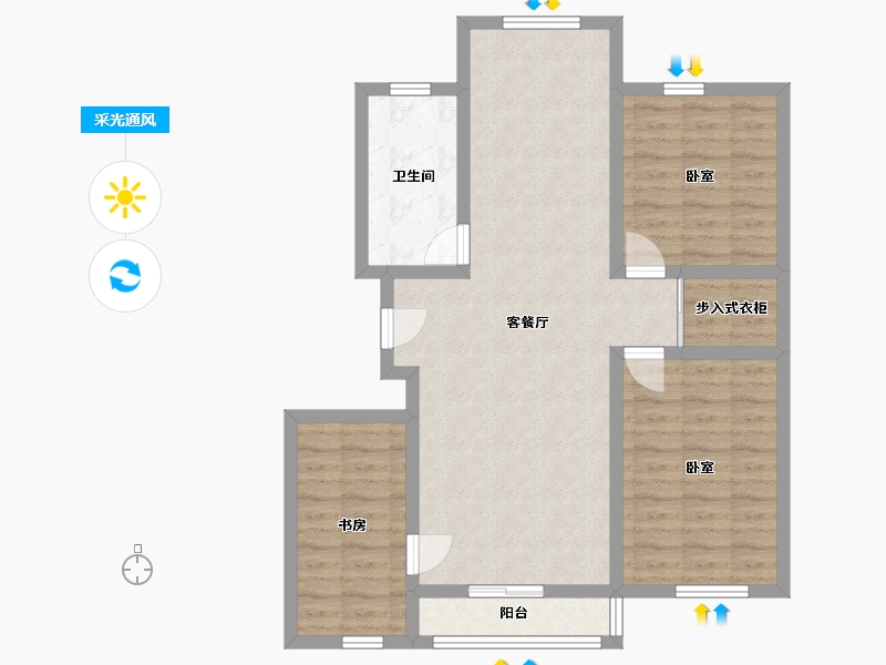 辽宁省-鞍山市-富甲天下-84.78-户型库-采光通风