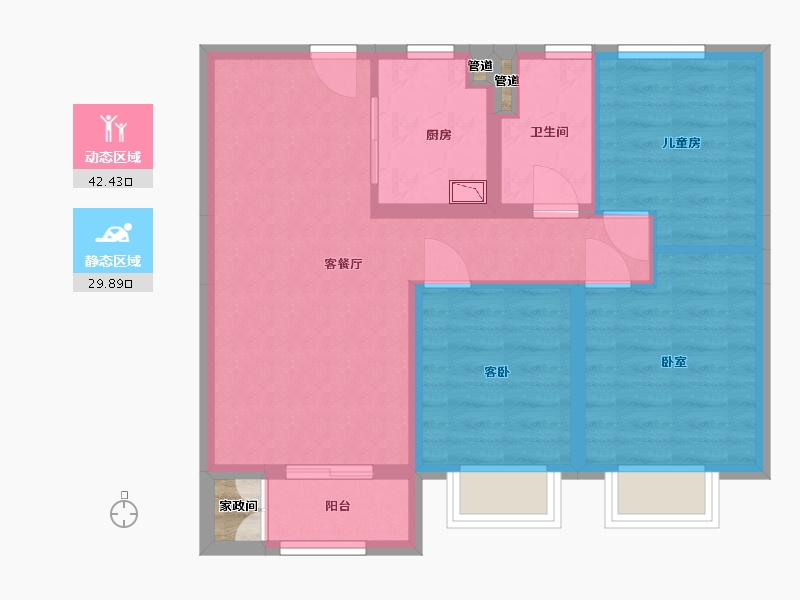 山西省-太原市-保利和光尘樾-65.30-户型库-动静分区