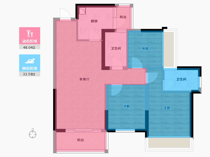 广西壮族自治区-梧州市-绿地璞悦公馆-71.85-户型库-动静分区