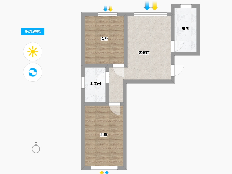 吉林省-延边朝鲜族自治州-蓝溪康苑-46.60-户型库-采光通风