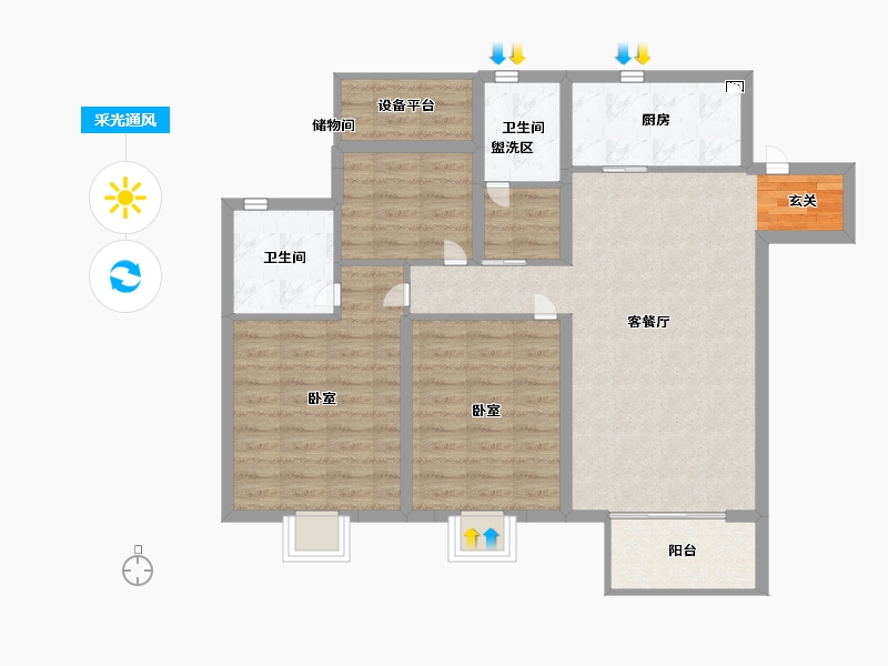 江苏省-南京市-万科和昌金域东方-92.00-户型库-采光通风