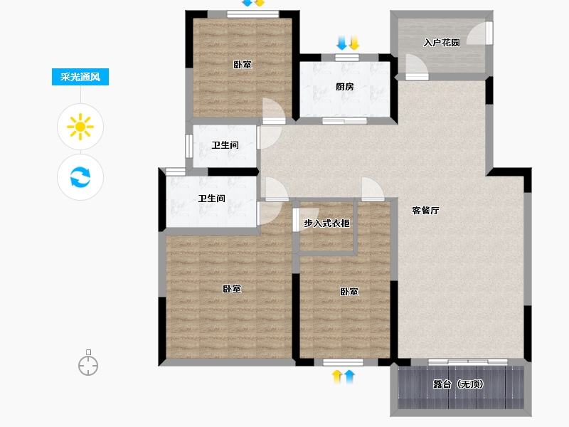 陕西省-西安市-山水香堤溪墅-121.28-户型库-采光通风