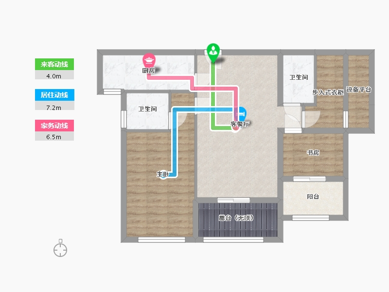 辽宁省-鞍山市-鸿升•壹号公馆-80.46-户型库-动静线