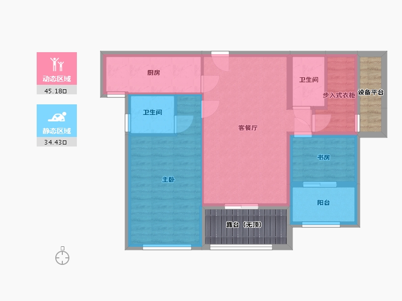 辽宁省-鞍山市-鸿升•壹号公馆-80.46-户型库-动静分区