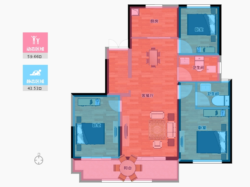 陕西省-西安市-中天诚品-92.50-户型库-动静分区