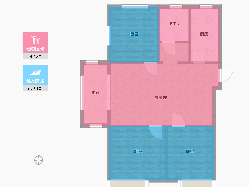 江苏省-南京市-明发浦泰梦幻家-68.80-户型库-动静分区