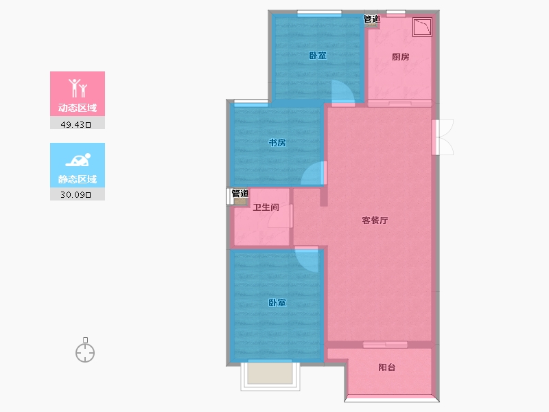 山西省-太原市-东鼎·迎泽里-71.00-户型库-动静分区