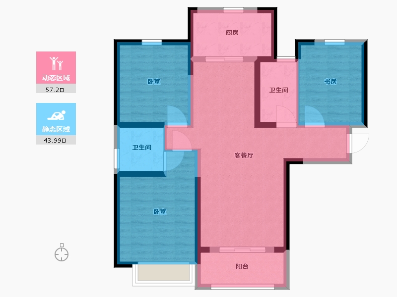 陕西省-西安市-金科世界城-90.01-户型库-动静分区